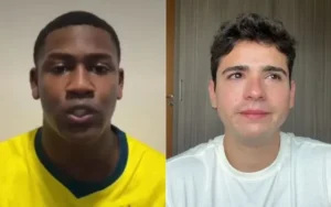 Ator João Victor Gonçalves, intérprete de Mau Mau em "Quem Ama Cuida", em referência ao caso de homofobia investigado pela polícia após o Rock in Rio.