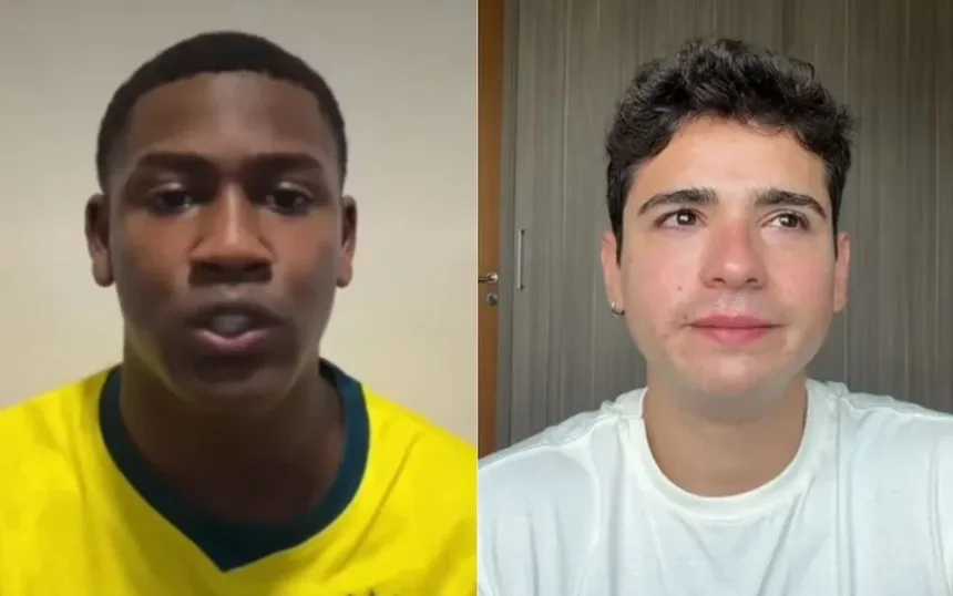 Ator João Victor Gonçalves, intérprete de Mau Mau em "Quem Ama Cuida", em referência ao caso de homofobia investigado pela polícia após o Rock in Rio.